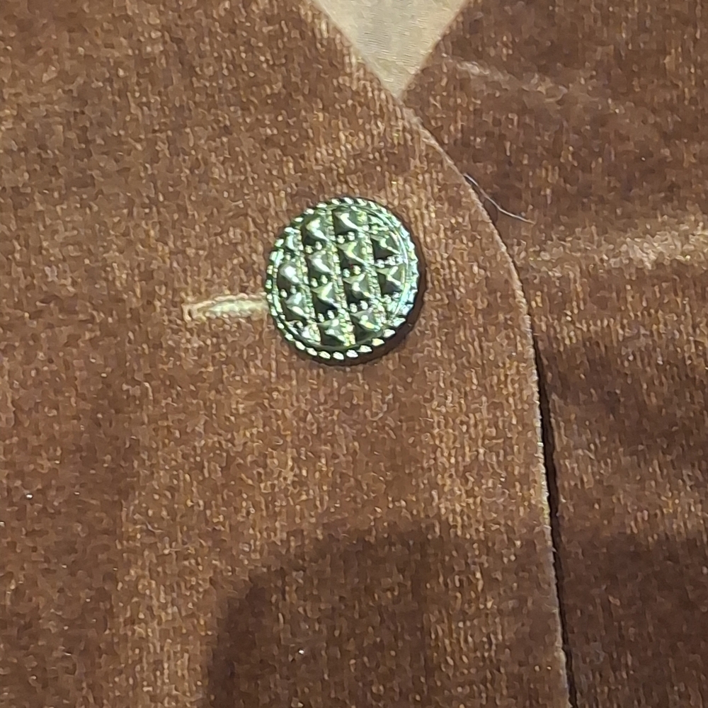 Allegra K Women's Chocolate Brown Velvet 3 Button Vest Size L - Picture 6 of 12